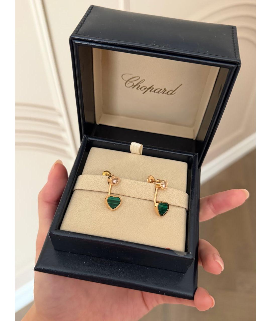 CHOPARD Зеленые серьги из розового золота, фото 2