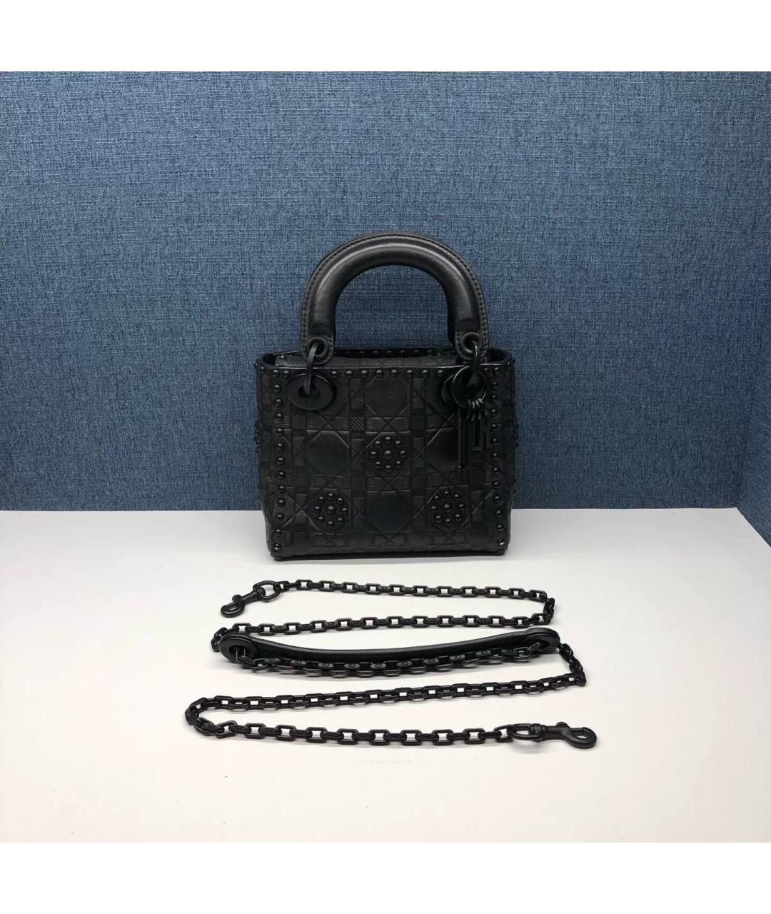 CHRISTIAN DIOR Черная кожаная сумка с короткими ручками, фото 8