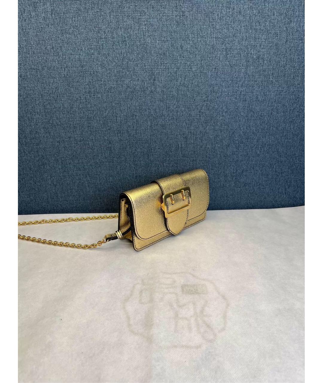 BURBERRY Золотая кожаная сумка через плечо, фото 3