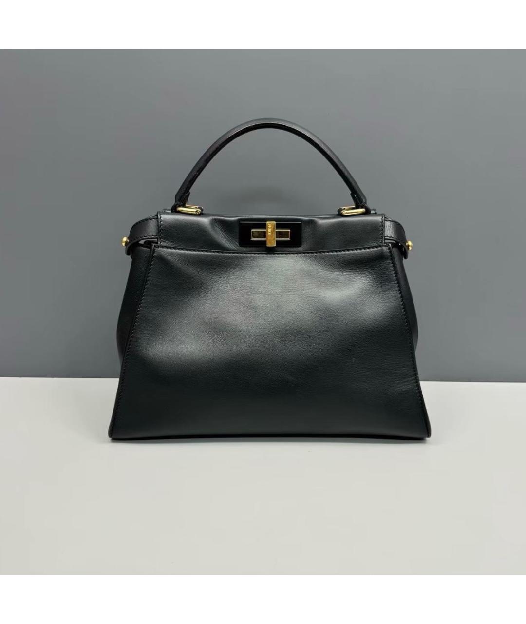 FENDI Черная кожаная сумка с короткими ручками, фото 8