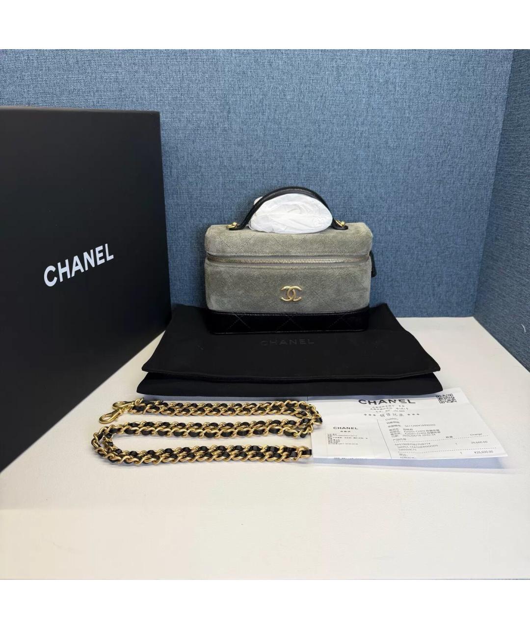 CHANEL Серая замшевая сумка с короткими ручками, фото 8