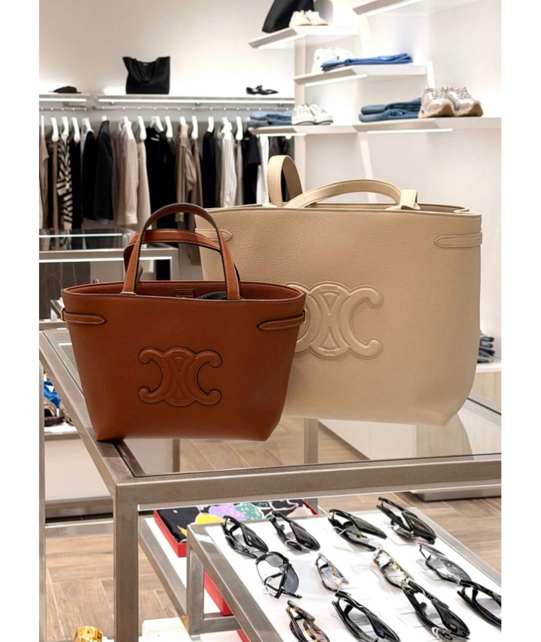 CELINE Коричневая кожаная сумка тоут, фото 3