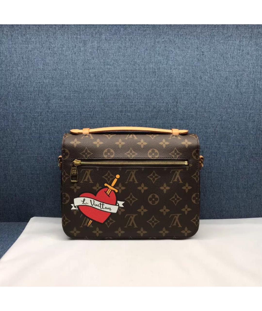 LOUIS VUITTON Коричневая канва сумка с короткими ручками, фото 2