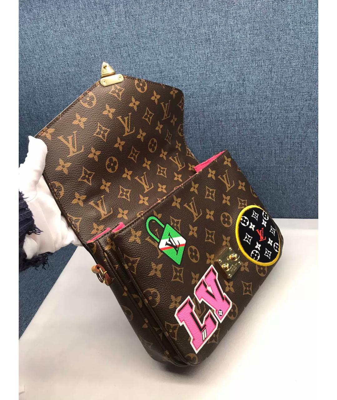 LOUIS VUITTON Коричневая канва сумка с короткими ручками, фото 7