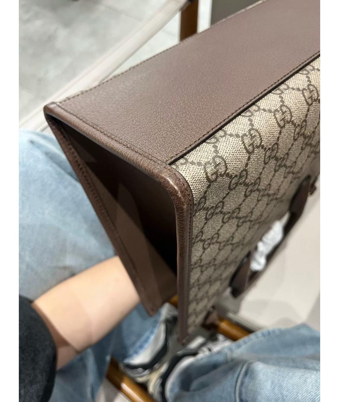 GUCCI Бежевая канва сумка тоут, фото 7