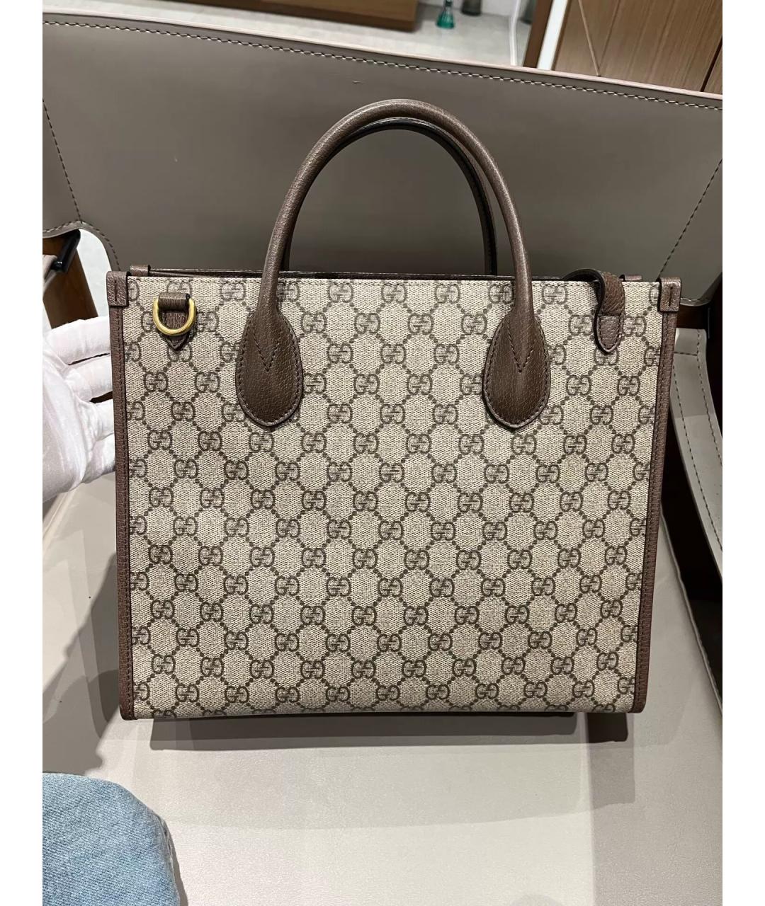 GUCCI Бежевая канва сумка тоут, фото 2
