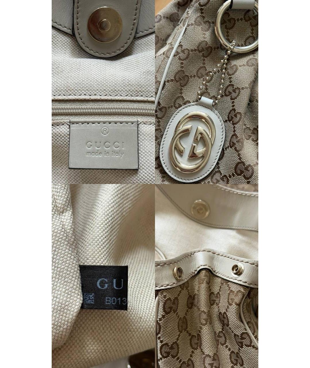 GUCCI Бежевая канва сумка с короткими ручками, фото 5