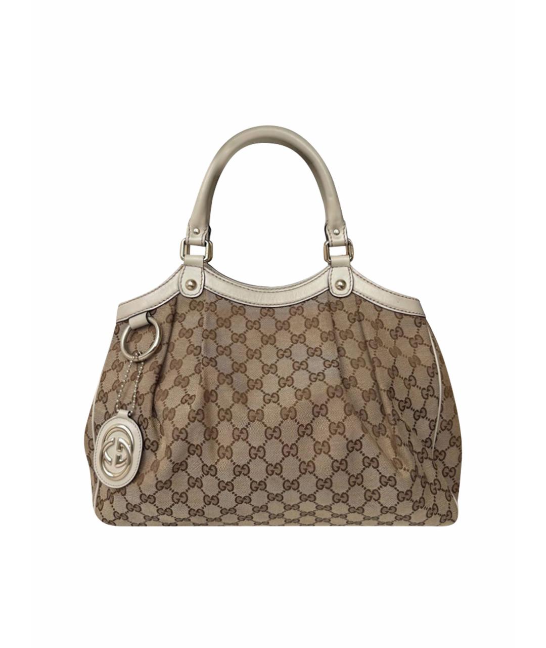 GUCCI Бежевая канва сумка с короткими ручками, фото 1