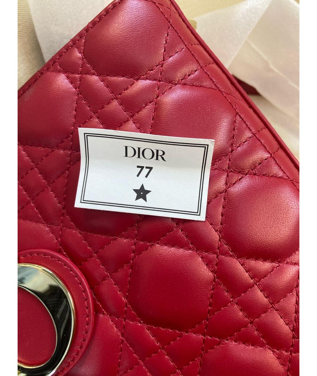 CHRISTIAN DIOR Красная кожаная сумка с короткими ручками, фото 5