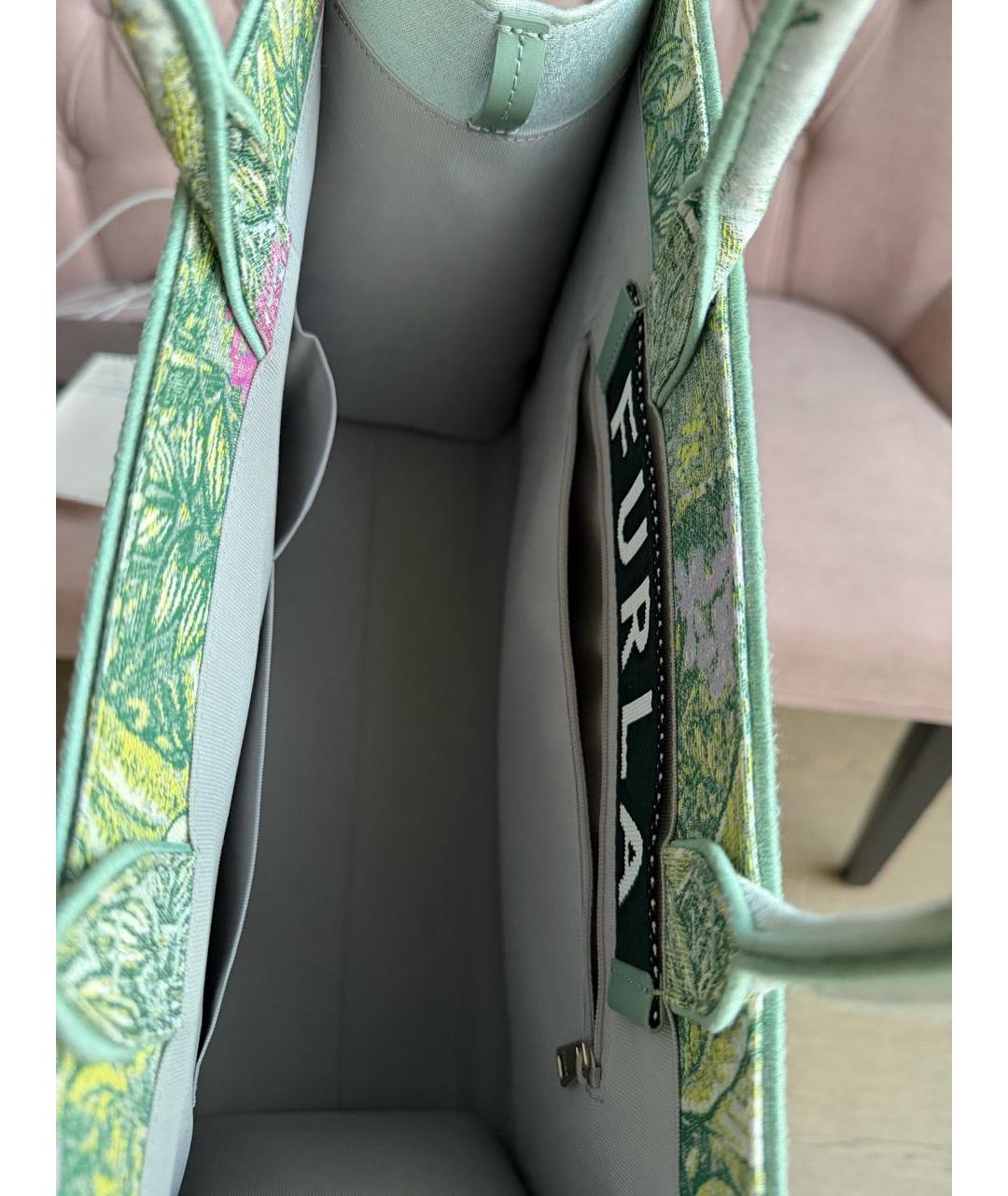 FURLA Бирюзовая жаккардовая пляжная сумка, фото 4