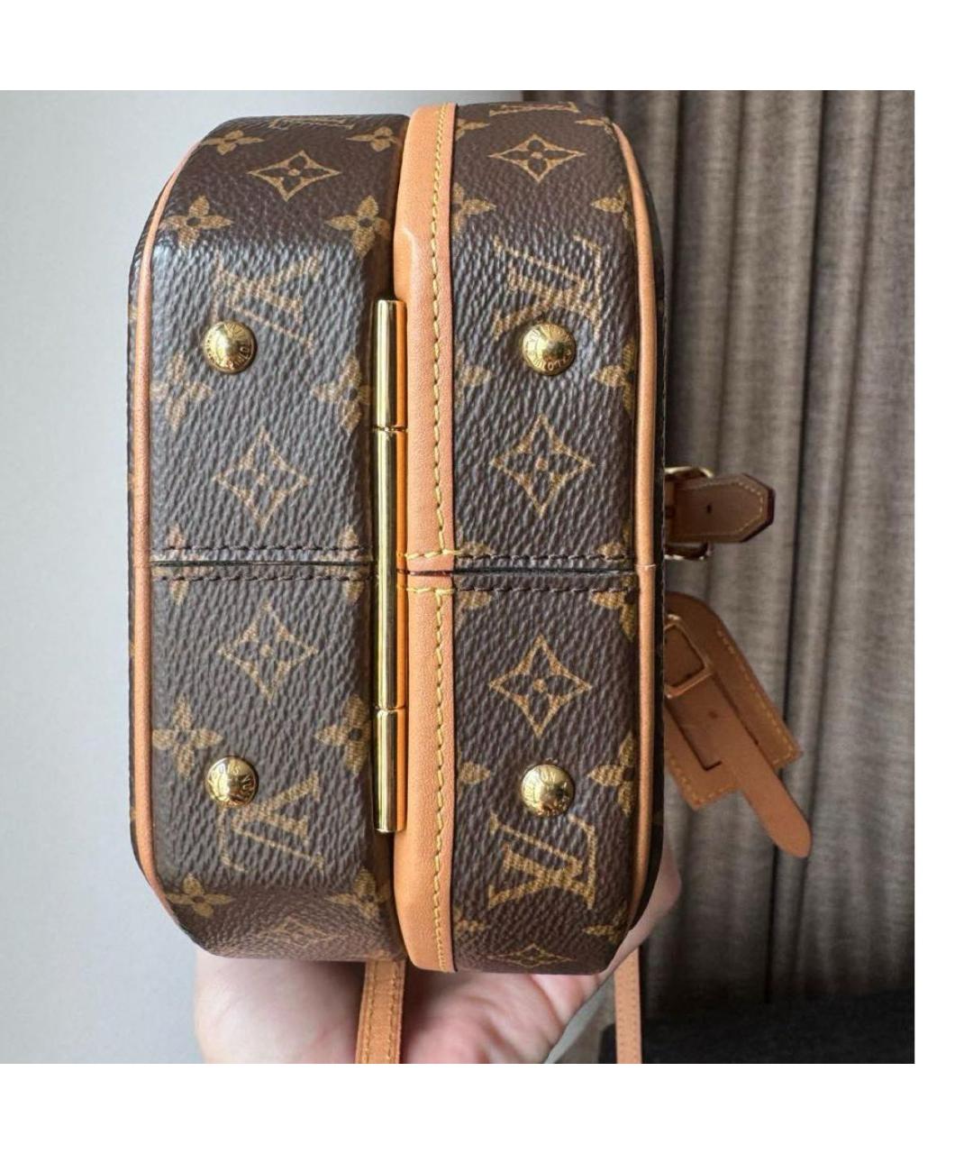 LOUIS VUITTON Коричневая кожаная сумка с короткими ручками, фото 4
