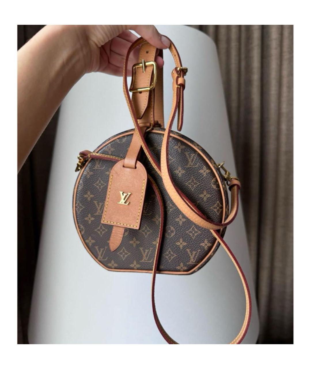 LOUIS VUITTON Коричневая кожаная сумка с короткими ручками, фото 6