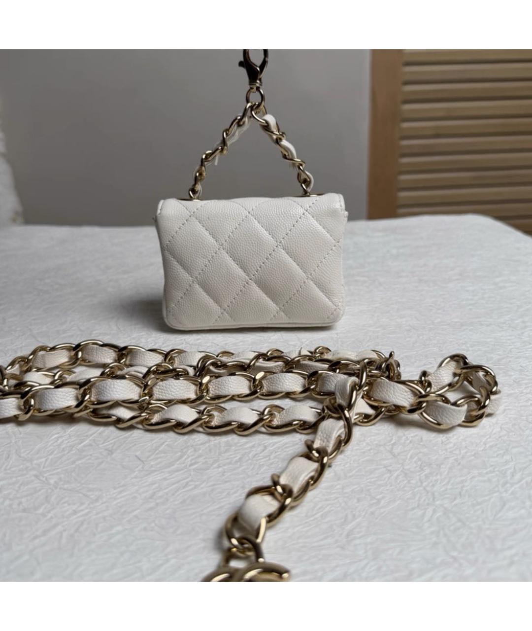 CHANEL Белая кожаная сумка через плечо, фото 4