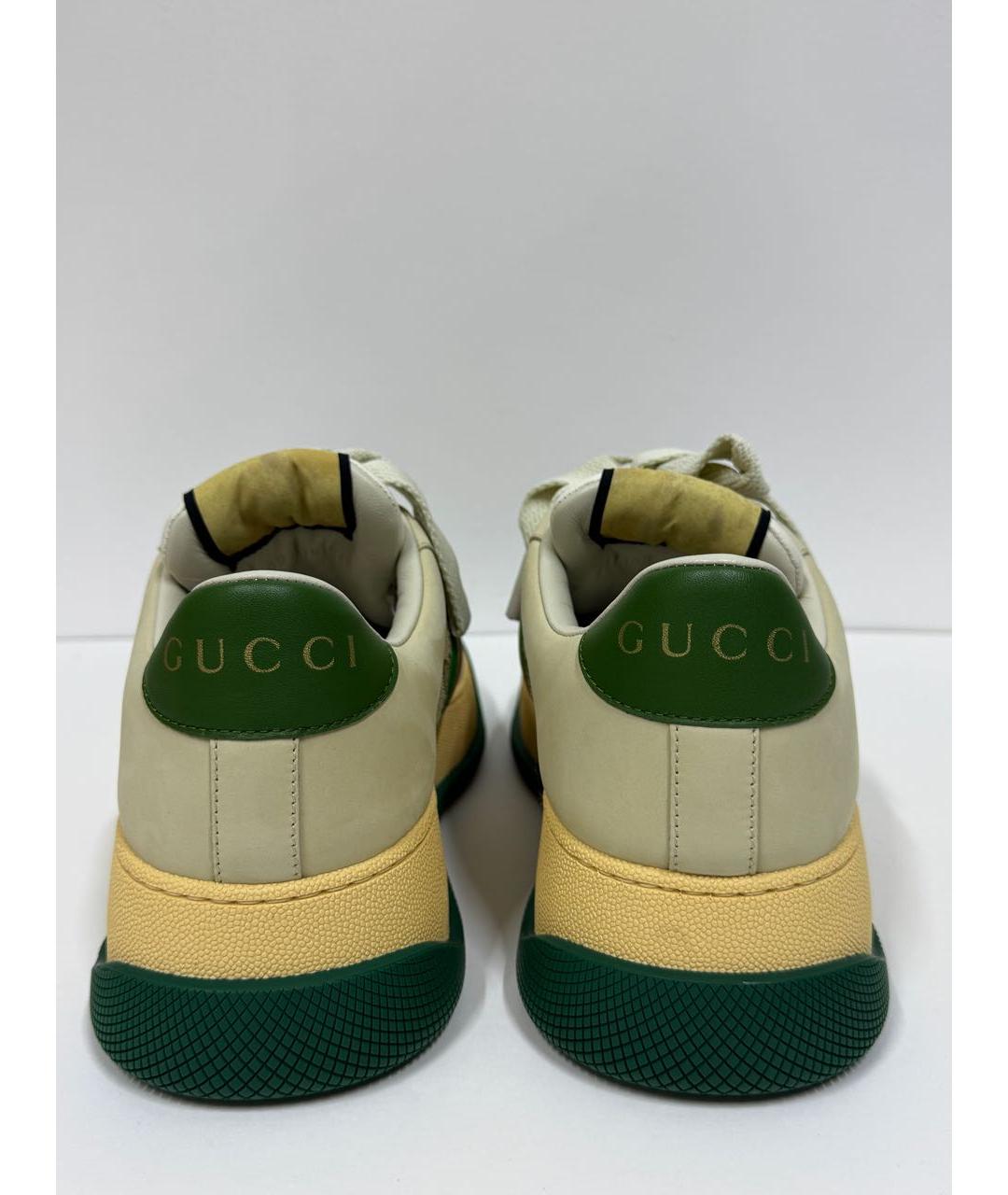 GUCCI Бежевые кожаные кроссовки, фото 5