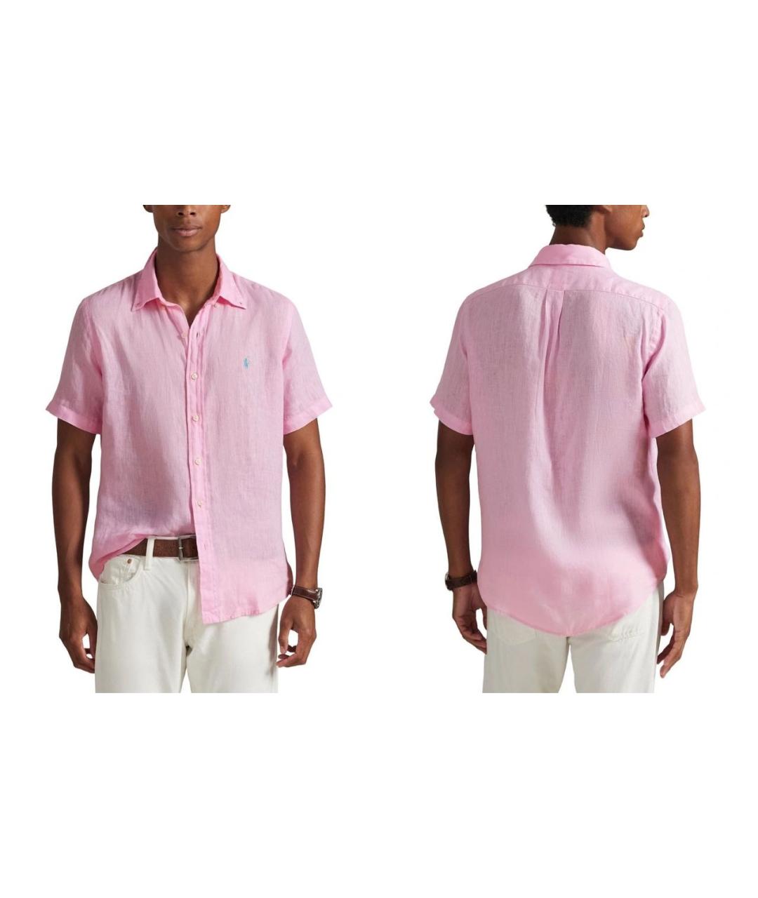 POLO RALPH LAUREN Розовая льняная кэжуал рубашка, фото 8