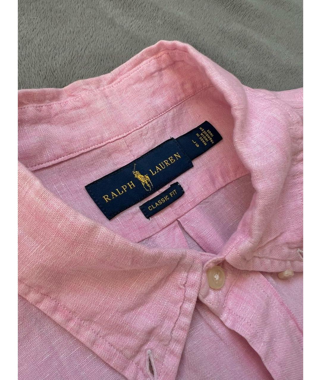 POLO RALPH LAUREN Розовая льняная кэжуал рубашка, фото 3