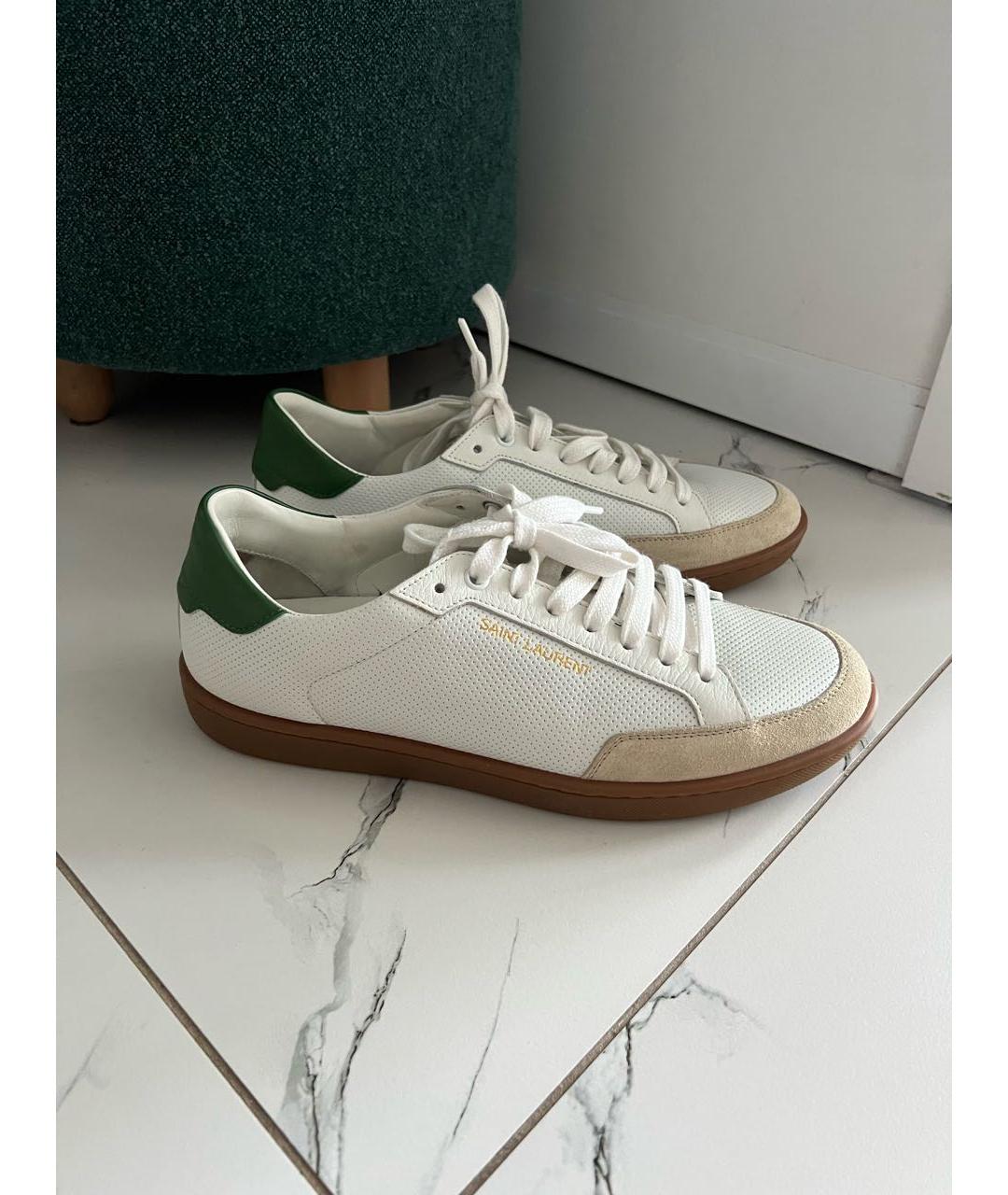 SAINT LAURENT Белые кожаные низкие кроссовки / кеды, фото 7