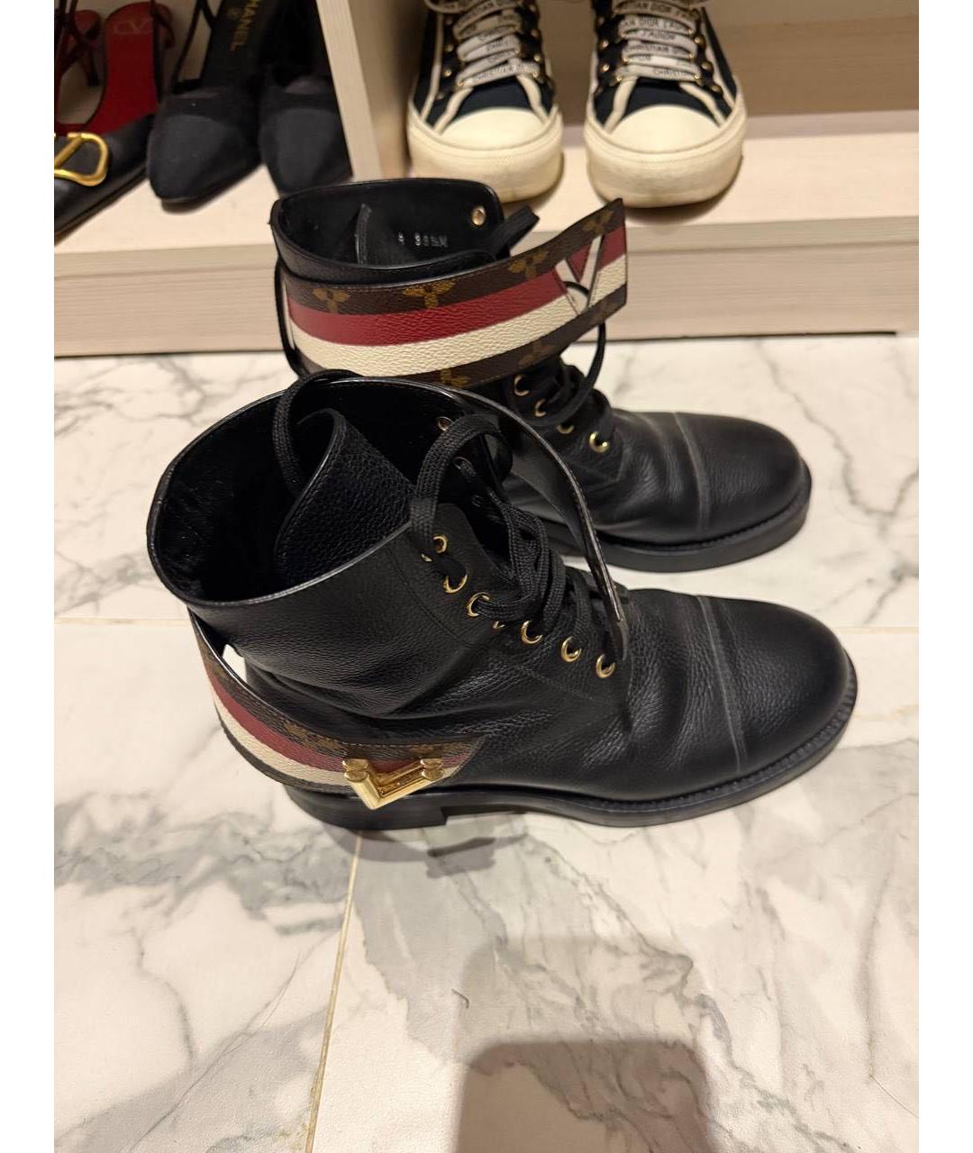 LOUIS VUITTON Черные кожаные ботинки, фото 6