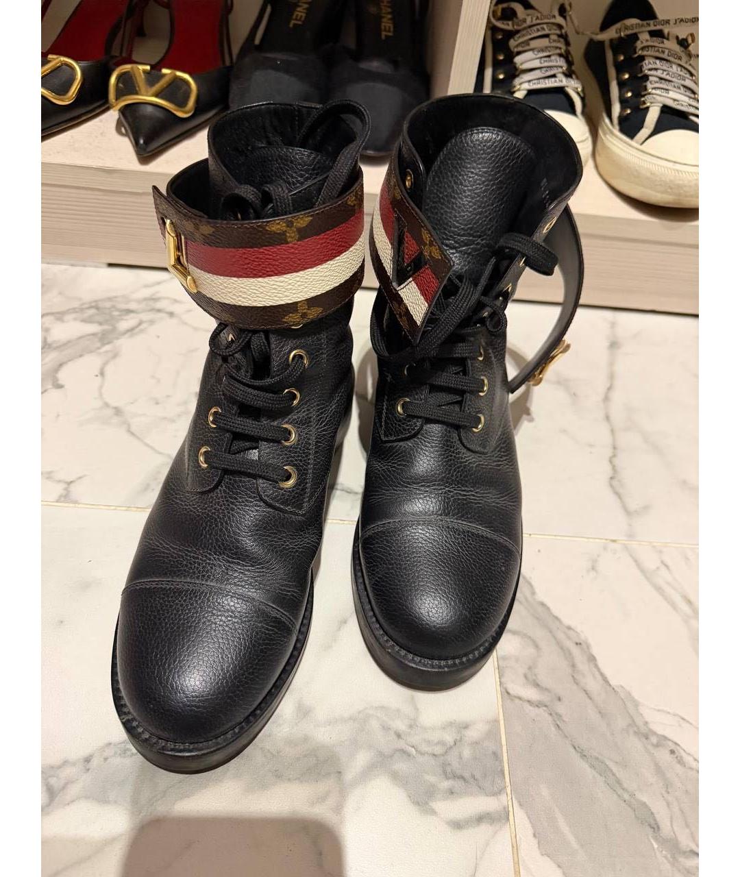 LOUIS VUITTON Черные кожаные ботинки, фото 3