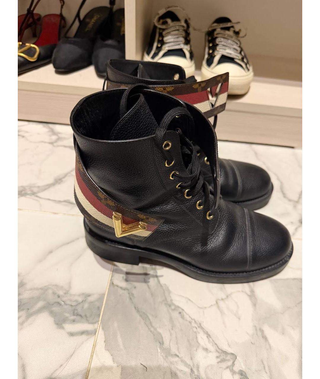LOUIS VUITTON Черные кожаные ботинки, фото 4
