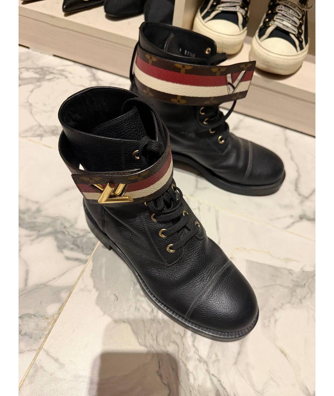 LOUIS VUITTON Черные кожаные ботинки, фото 2
