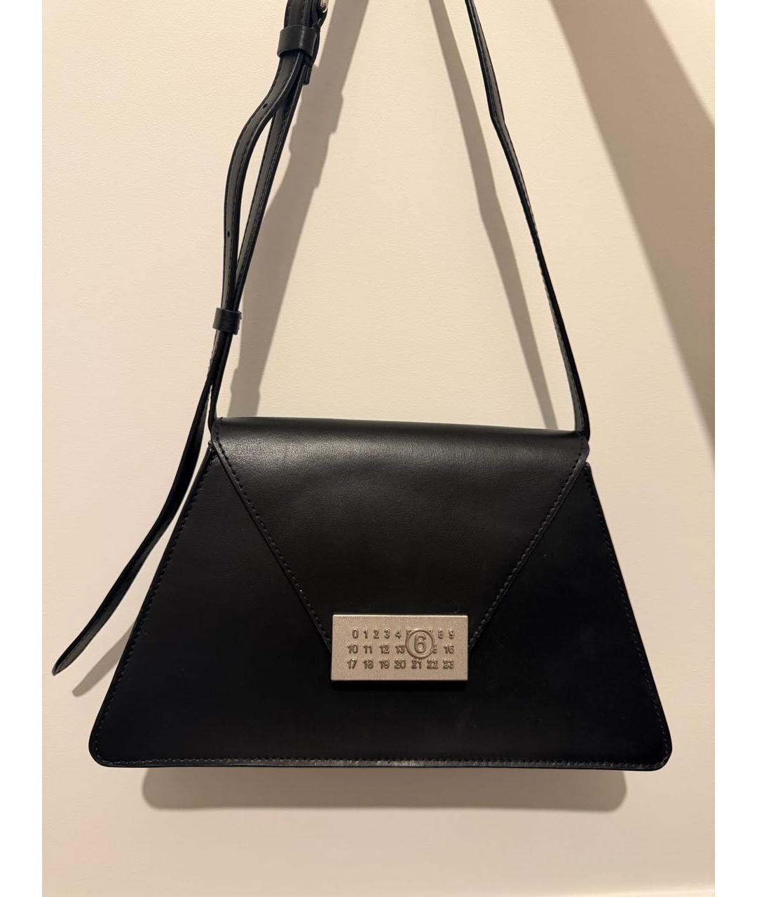 MM6 MAISON MARGIELA Черная кожаная сумка через плечо, фото 5