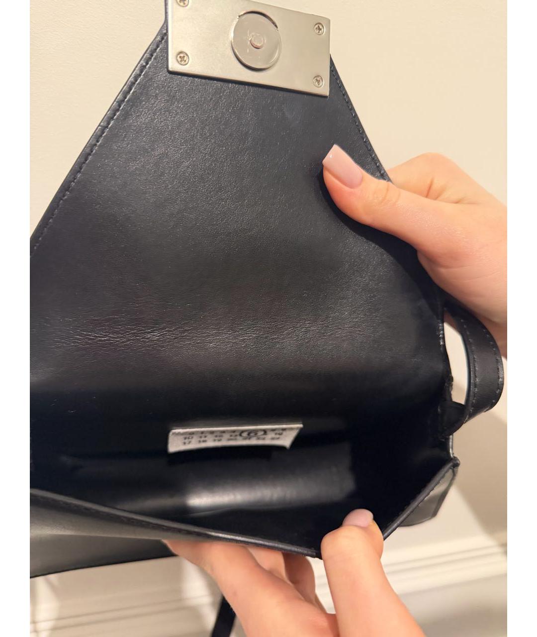 MM6 MAISON MARGIELA Черная кожаная сумка через плечо, фото 4