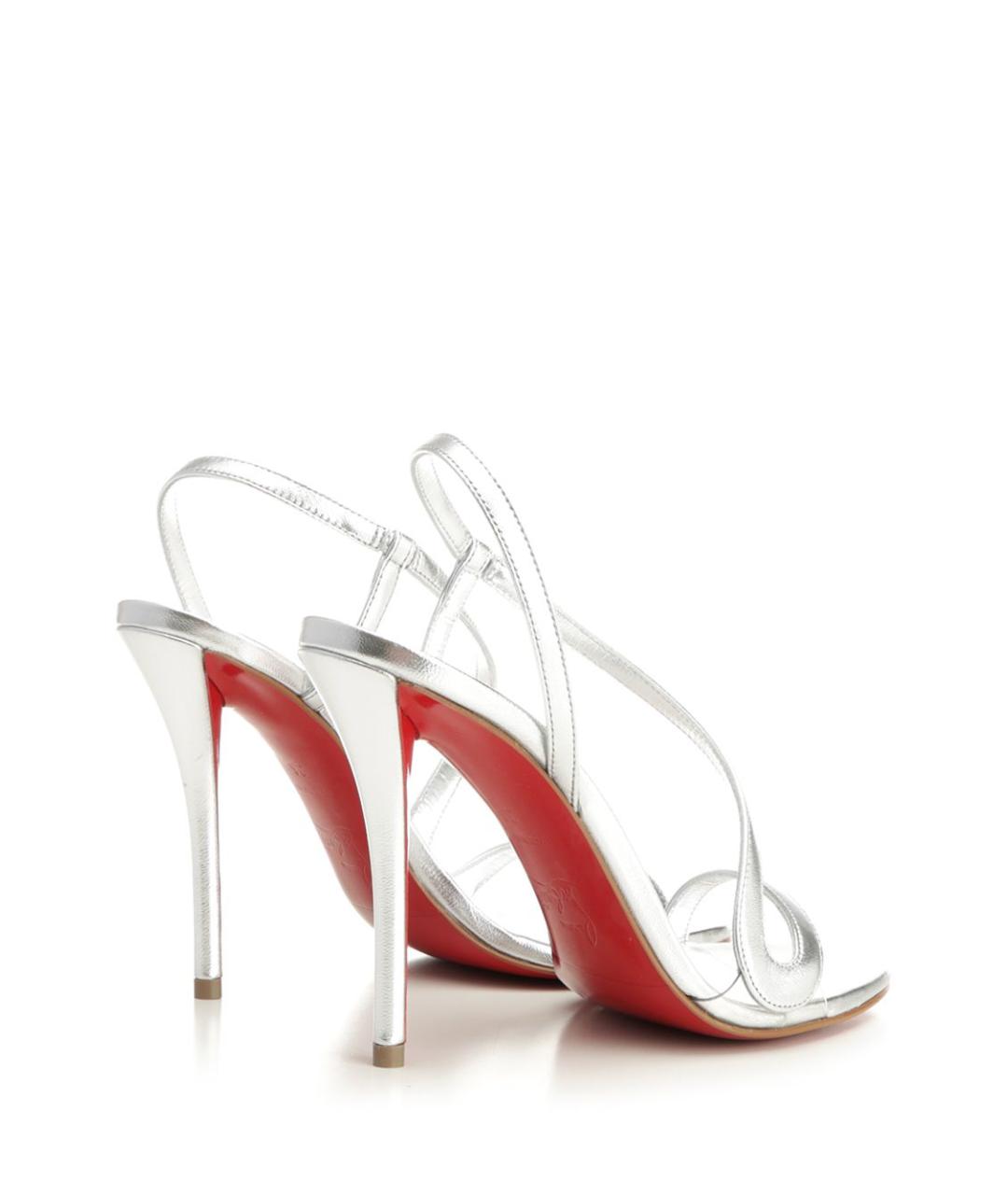 CHRISTIAN LOUBOUTIN Серебряные кожаные босоножки, фото 3