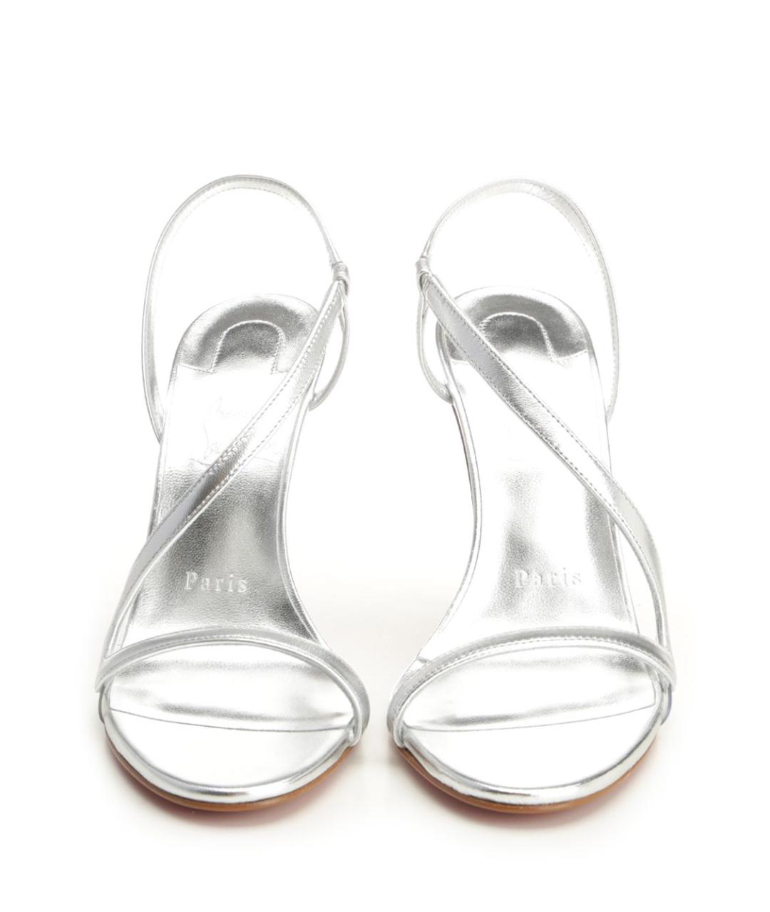CHRISTIAN LOUBOUTIN Серебряные кожаные босоножки, фото 5