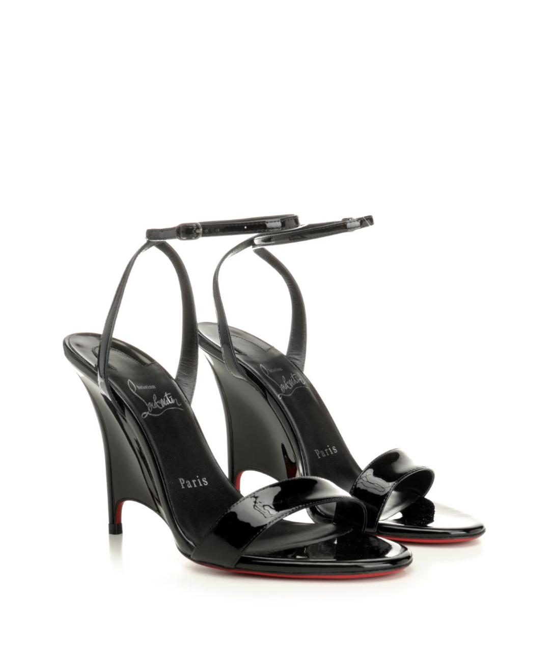 CHRISTIAN LOUBOUTIN Черные кожаные босоножки, фото 2