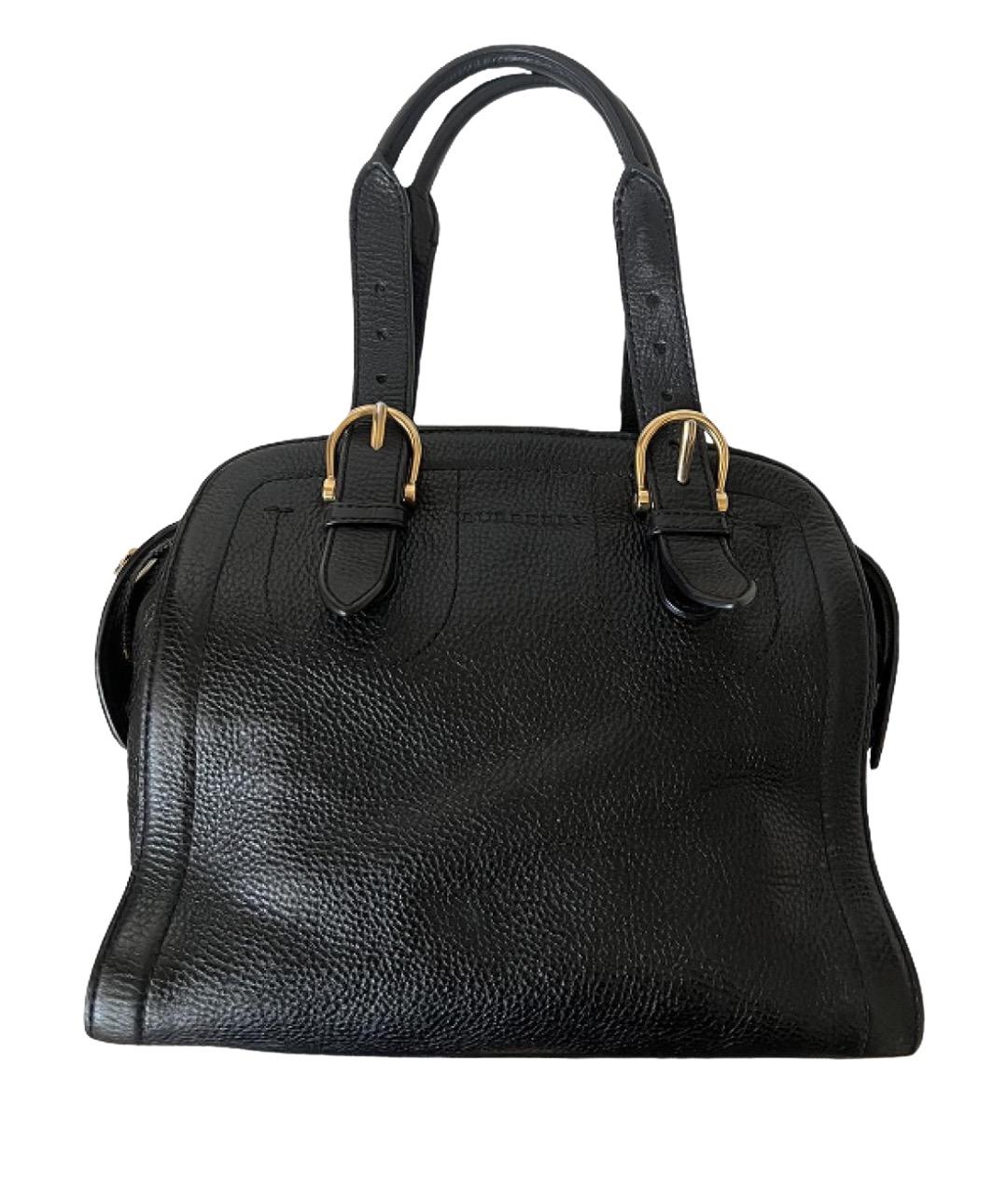 BURBERRY Черная кожаная сумка с короткими ручками, фото 1