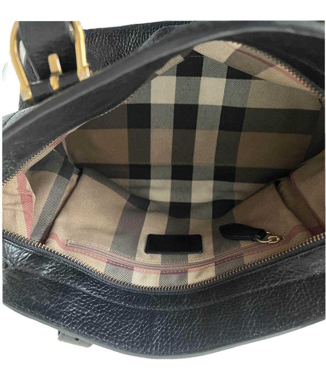 BURBERRY Черная кожаная сумка с короткими ручками, фото 6