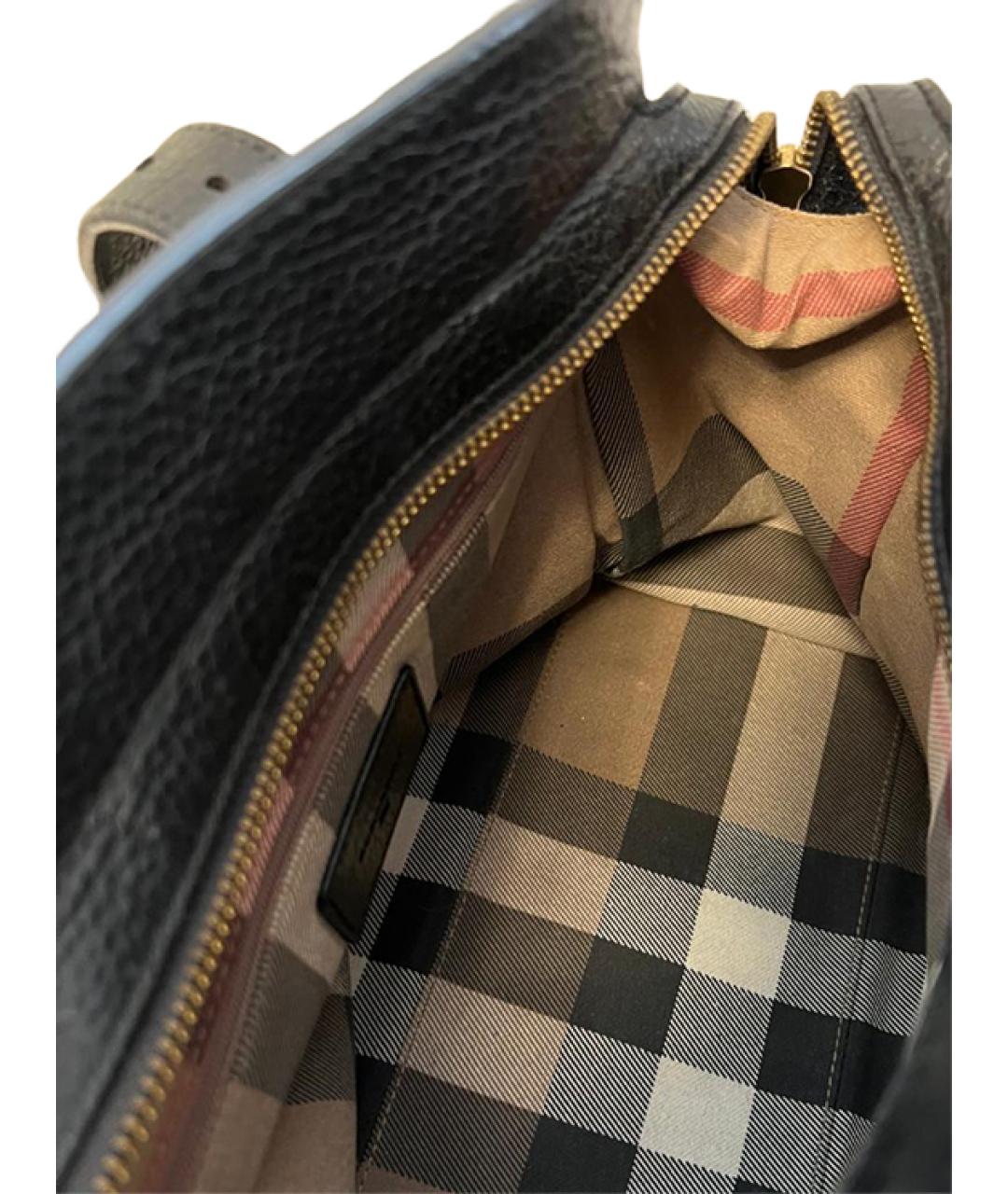 BURBERRY Черная кожаная сумка с короткими ручками, фото 4
