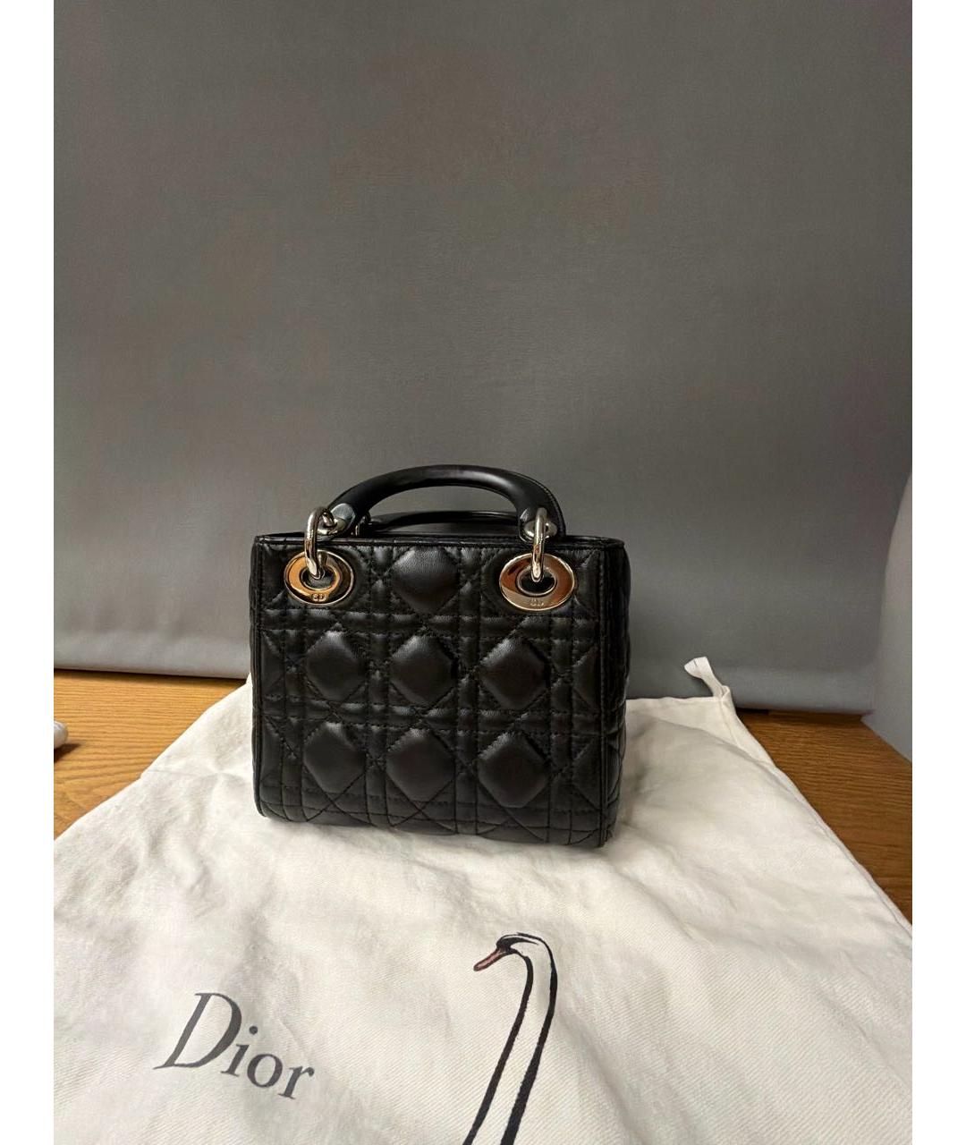CHRISTIAN DIOR Черная кожаная сумка с короткими ручками, фото 3