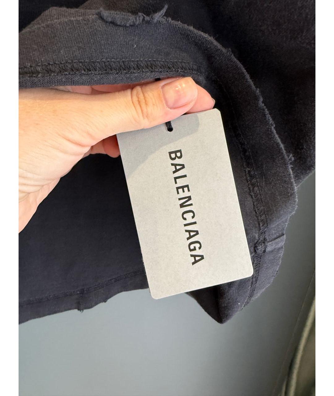 BALENCIAGA Черная хлопковая футболка, фото 3