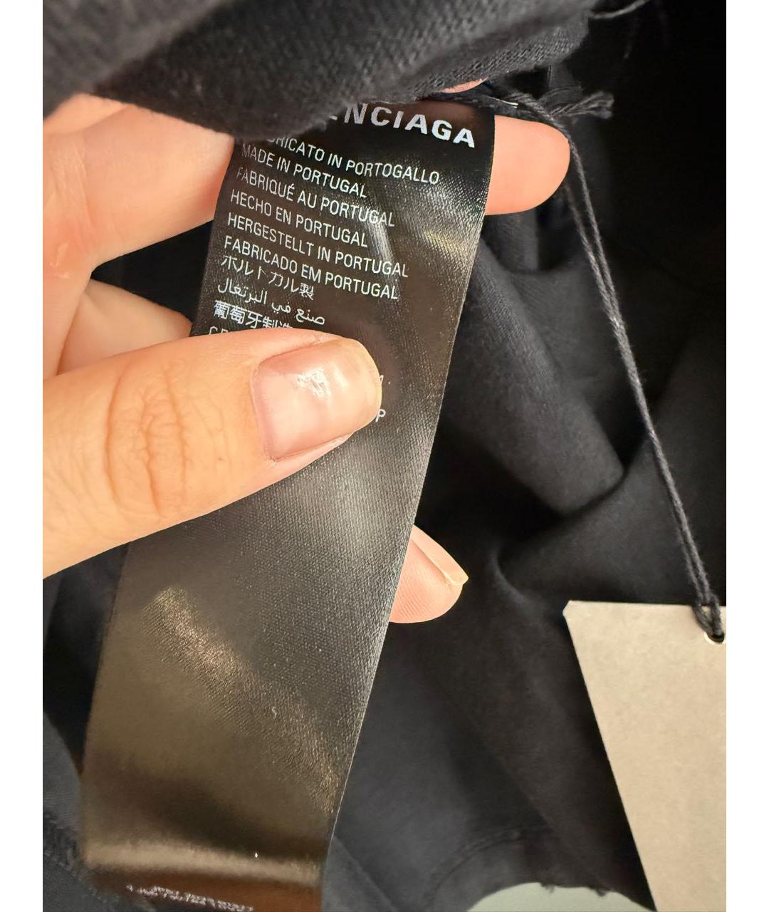 BALENCIAGA Черная хлопковая футболка, фото 5