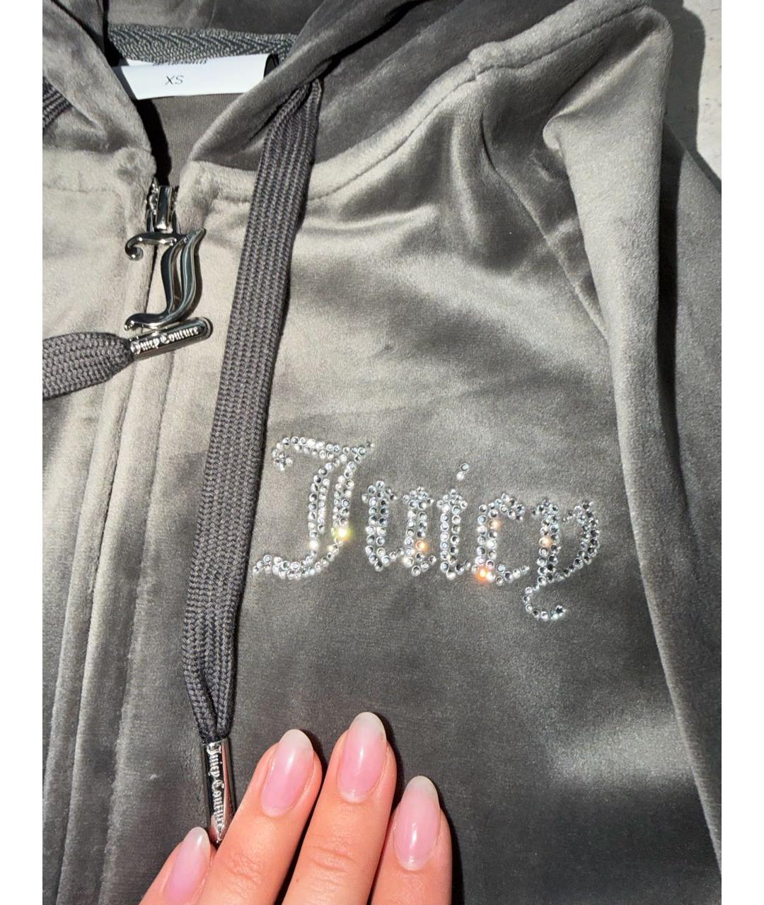 JUICY COUTURE Антрацитовый велюровый спортивные костюмы, фото 4