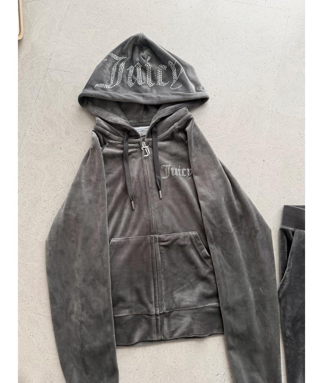 JUICY COUTURE Антрацитовый велюровый спортивные костюмы, фото 2