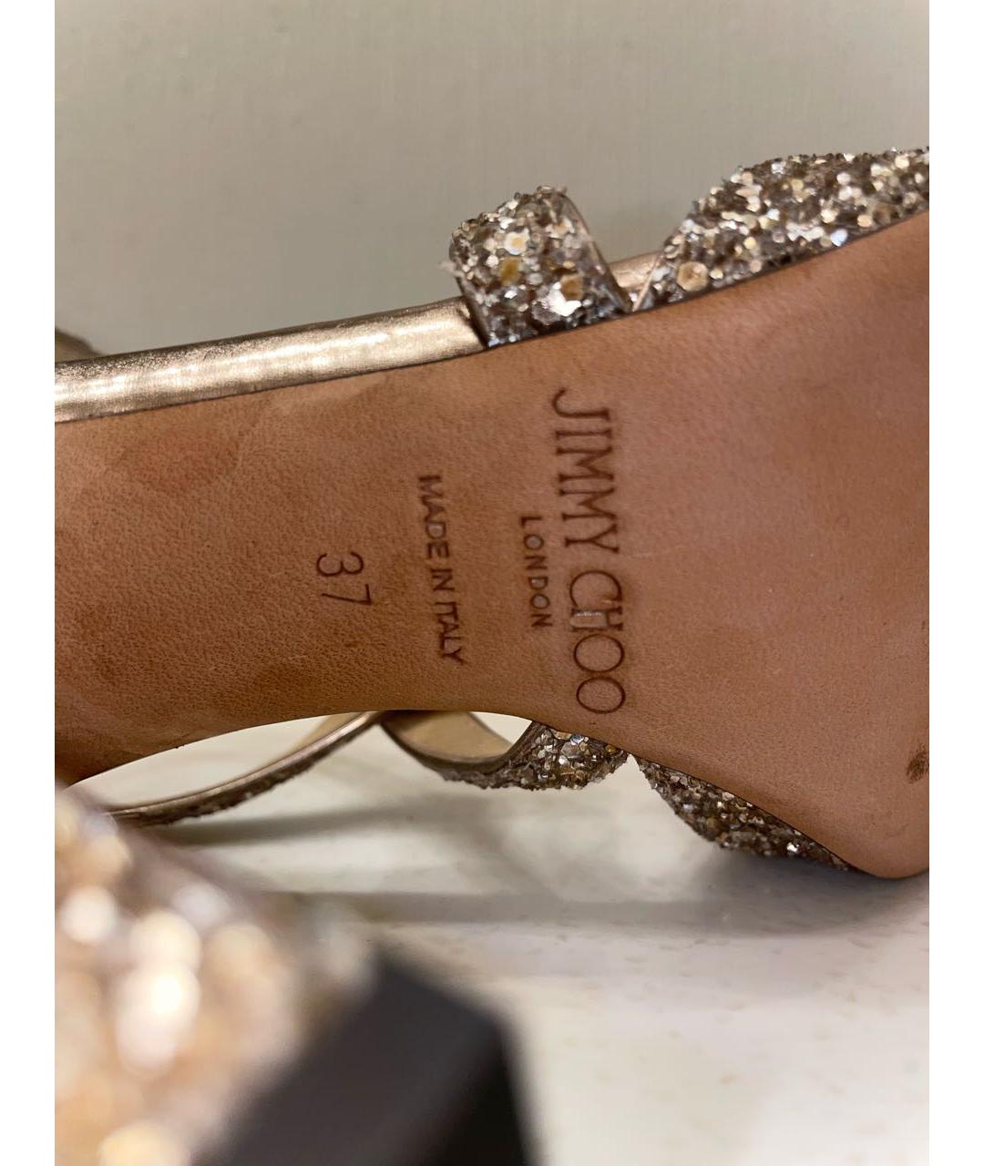 JIMMY CHOO Золотые свадебные туфли на среднем каблуке, фото 8