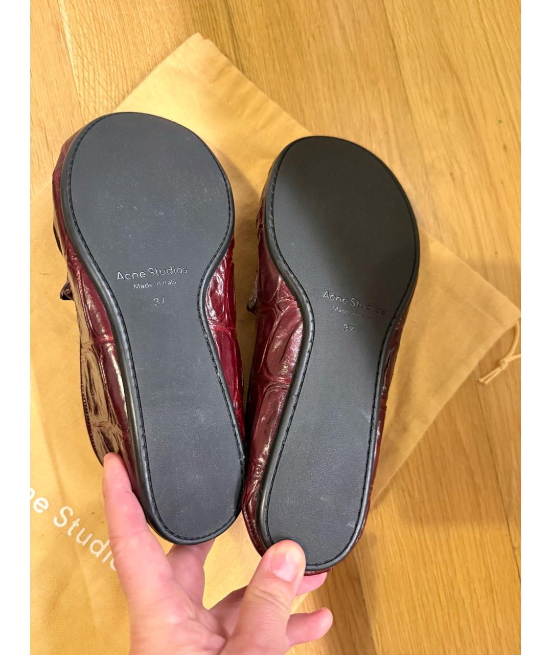 ACNE STUDIOS Бордовые кожаные лоферы, фото 8