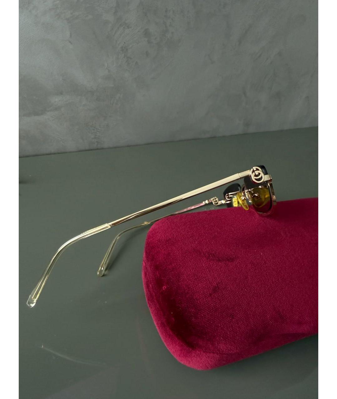 GUCCI Золотые металлические солнцезащитные очки, фото 4