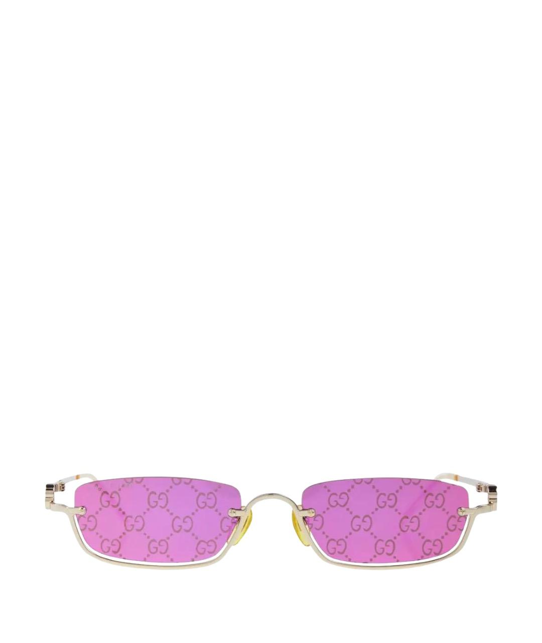 GUCCI Золотые металлические солнцезащитные очки, фото 1