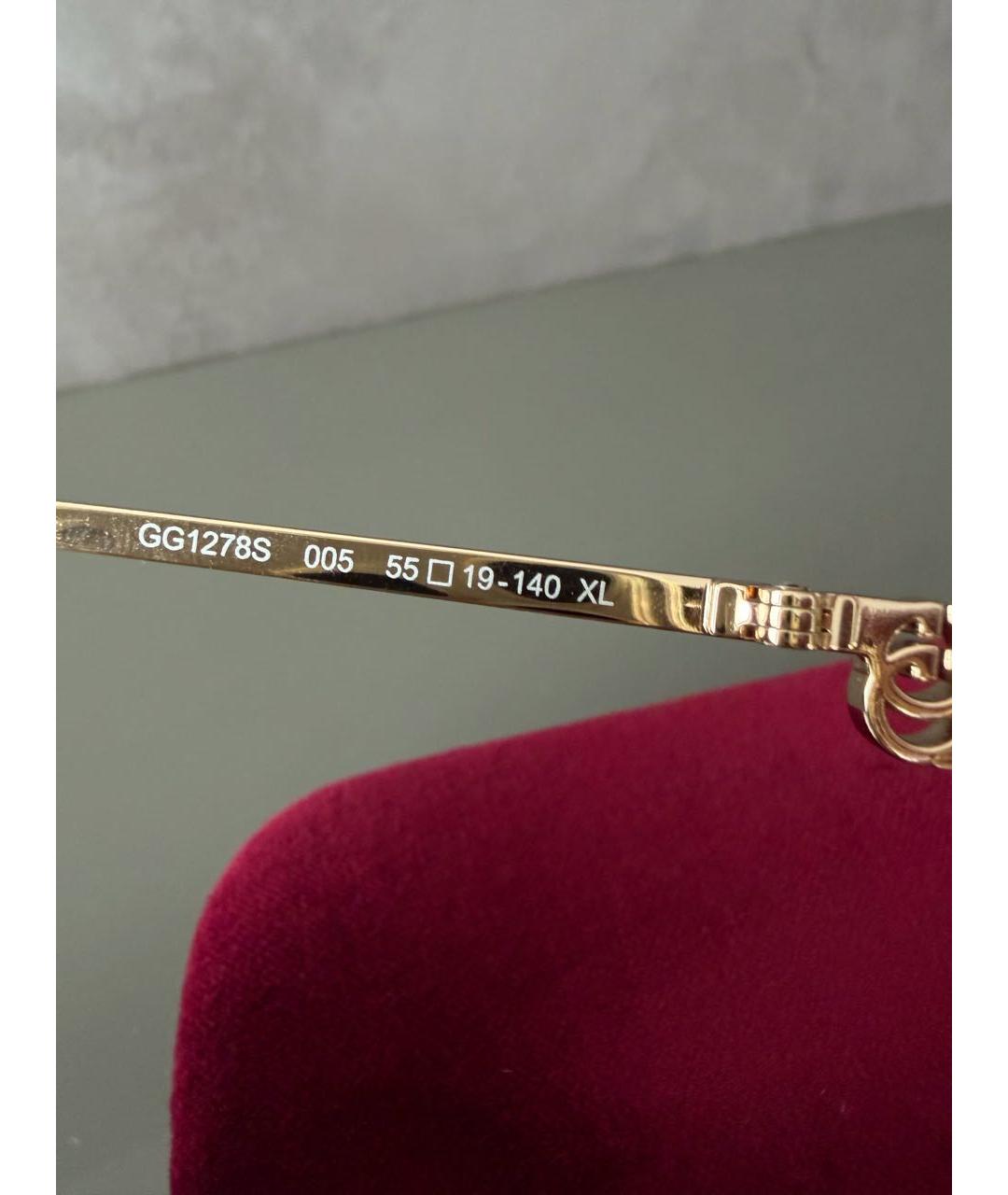 GUCCI Золотые металлические солнцезащитные очки, фото 6