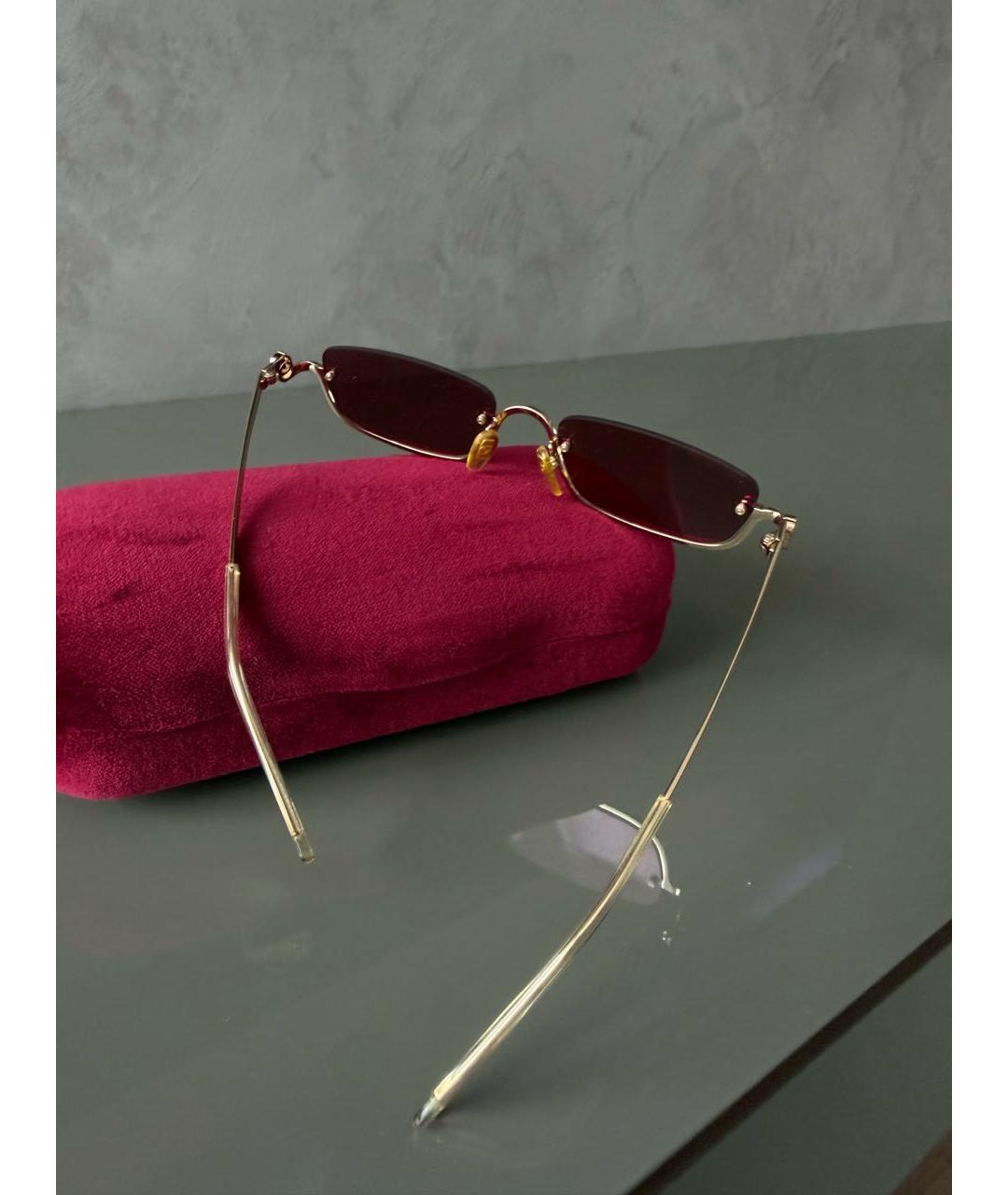 GUCCI Золотые металлические солнцезащитные очки, фото 5