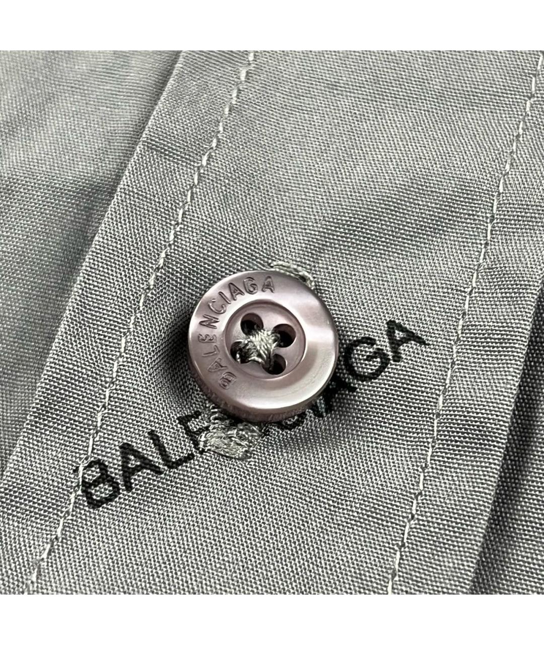 BALENCIAGA Серая хлопковая кэжуал рубашка, фото 5