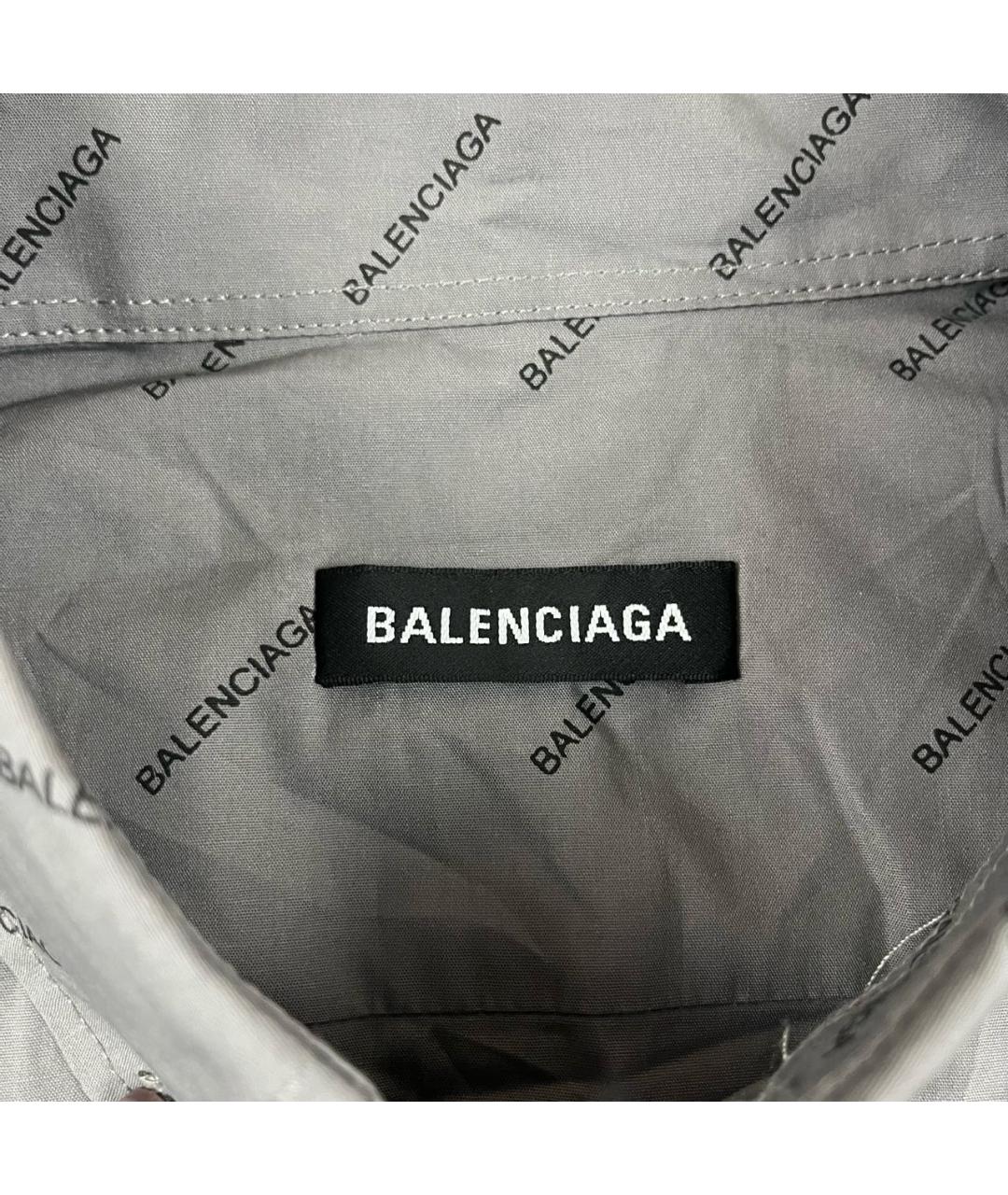 BALENCIAGA Серая хлопковая кэжуал рубашка, фото 7