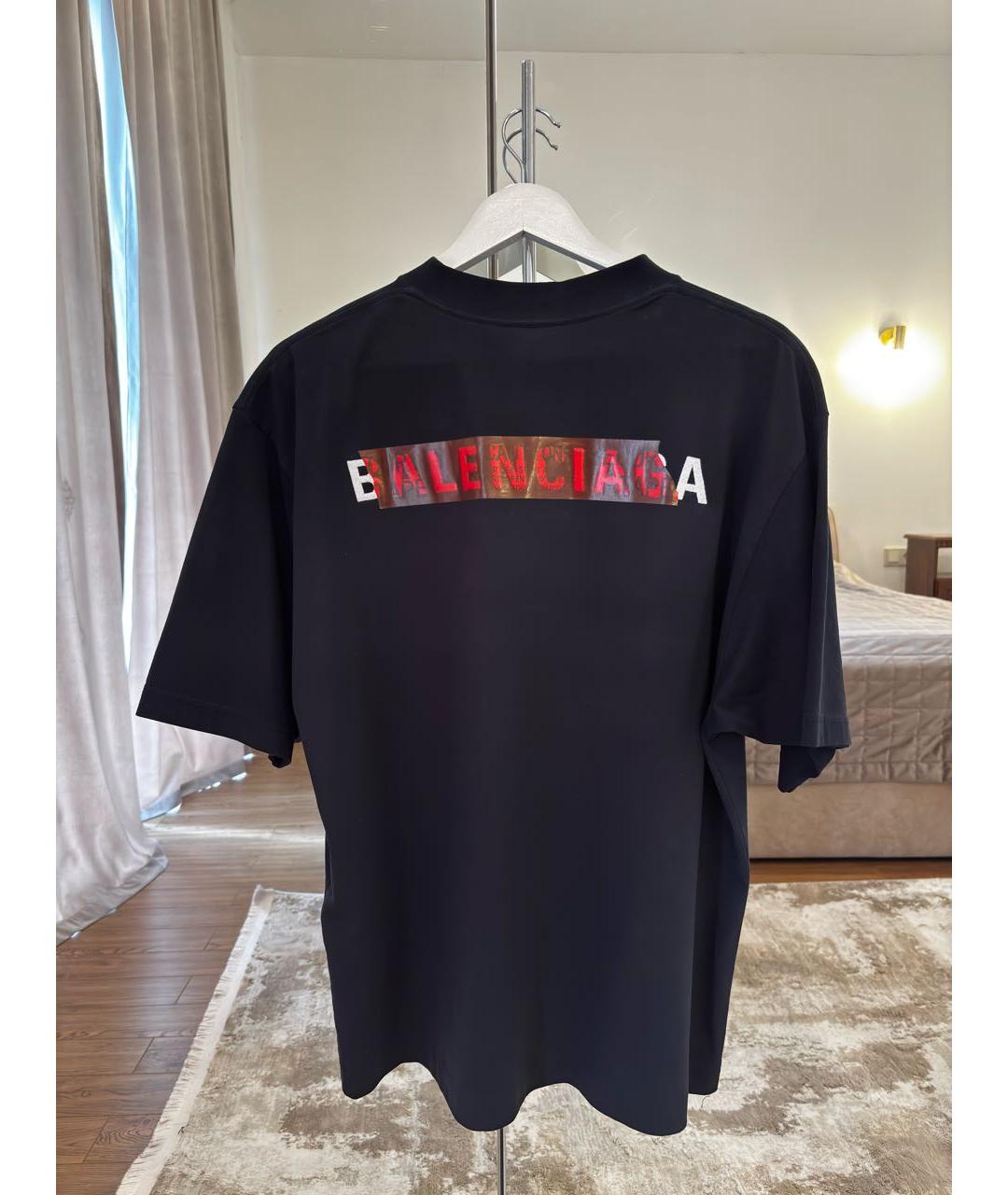 BALENCIAGA Черная хлопковая футболка, фото 2