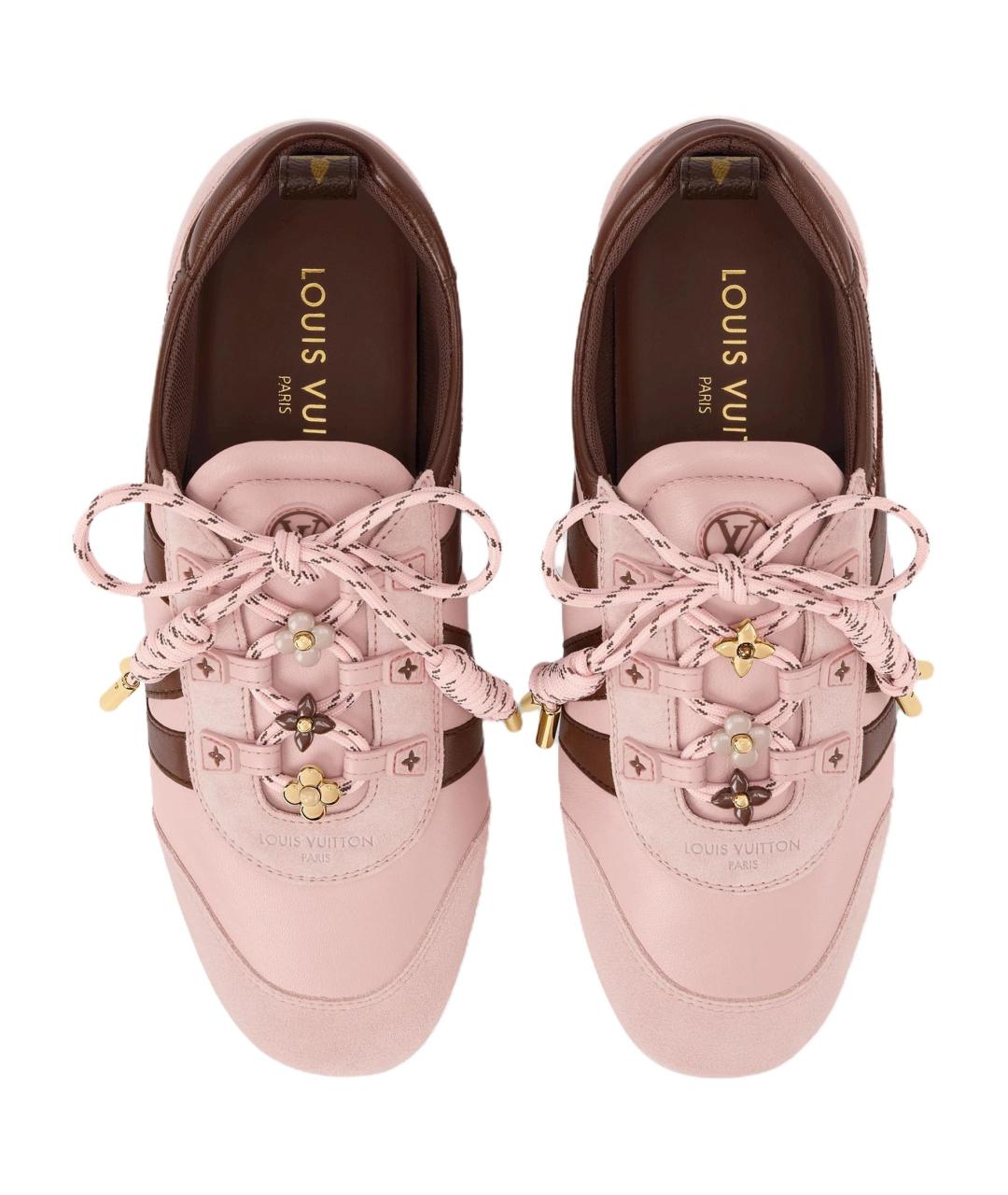 LOUIS VUITTON Розовые кожаные кроссовки, фото 4