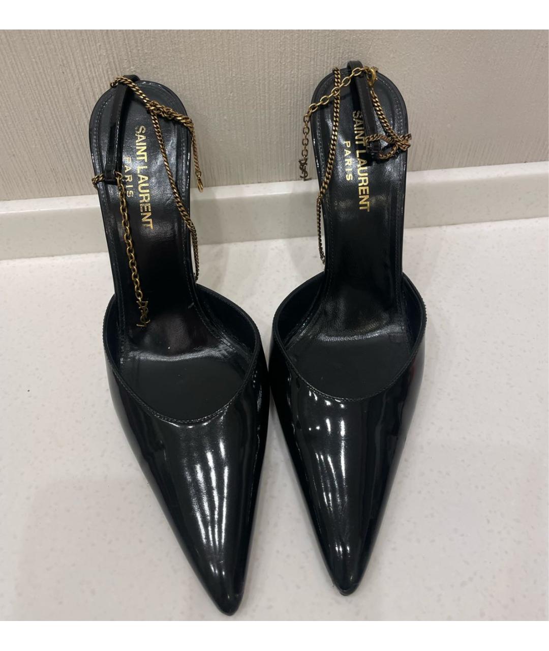 SAINT LAURENT Черные туфли из лакированной кожи, фото 2