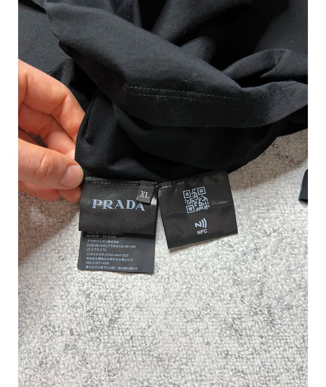 PRADA Черная хлопковая футболка, фото 6